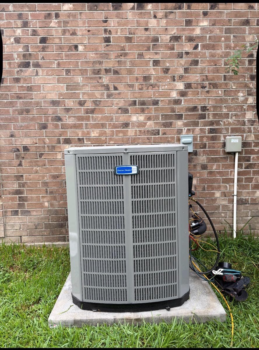 Brand-new American Standard condenser installed by Pristine Air in Conroe